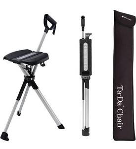 lot 49069 image: $$ STEP2GOLD Ta-Da Chair Series 2- Portable Walking Stick, Cane with Seat, Foldable Chair, Hiking Stick, for Camping, Hiking, Lightweight Aluminum, Easy Carry, Anti-Slip (36.2Black)