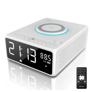 lot 29049 image: G Keni CD Player Dual Alarm Clock Radio, Bluetooth Boombox with Remote, 10W Fast Wireless Charging, Digital FM Radio, MP3USB Music Player, Snooze & Sleep Timer, Dimmable LED Display for Home