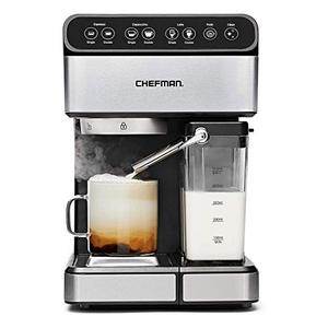 lot 29054 image: Chefman 6-in-1 Espresso Machine with Built-In Milk Frother, 15-BAR Pump, Digital Display, One-Touch Single or Double Shot for Cappuccinos and Lattes, XL 1.8-L Water Reservoir, Stainless Steel