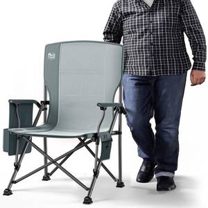 lot 29075 image: TIMBER RIDGE Oversized Camping Chair for Outdoor Sports, High Back Padded Camp Chair for Adults Support Up to 500lbs with Cup Holder, Side Pocket