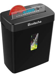 lot 39077 image: Woolsche Paper Shredder, 10-Sheet Cross Cut with 3.43-Gallon Basket, P-4 Security Level,3-Mode Design Shred CD and Credit Card, Durable&Fast with Jam Proof System for Home Office (ETL)
