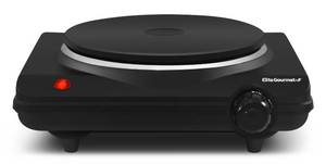 lot 39090 image: Elite Gourmet ESB-301BF# Countertop Single Cast Iron Burner, 1000 Watts Electric Hot Plate, Temperature Controls, Power Indicator Lights, Easy to Clean, Black