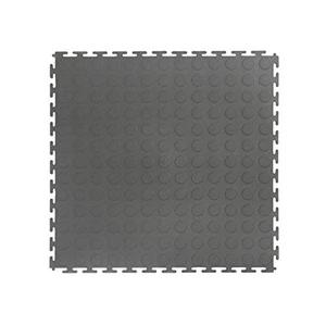 lot 39092 image: VersaTex Garage Floor 18 x 18 inch Square Plastic Coin Top Interlocking Floor Tiles for Home Gym, Garage Flooring, Trade Show Flooring, Basement Tiles, (Gray)