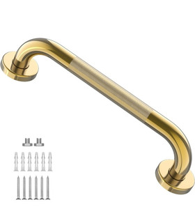 lot 39094 image: Gold Shower Grab Bar wAnti-Slip Knurled Grip 20 Inch, Zepolu Wall Mounted Stainless Steel Bath Grab Bar,Safety Balanced Handrail, Handicap Injury Elderly Senior Assist Support Textured Handle
