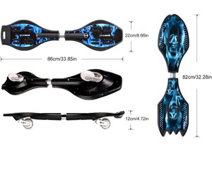 lot 39104 image: Magnitt Deluxe Junior Caster Board in Amazing Blue Color, with Illuminating Wheels for More Excitement, Fun and Visibility, Durable Twistboard for Teenagers, Adults and Professional