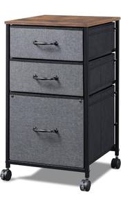 lot 39106 image: DEVAISE Mobile File Cabinet, Rolling Printer Stand with 3 Drawers, Fabric Vertical Filing Cabinet fits A4 or Letter Size for Home Office, Rustic Brown