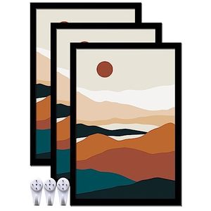 lot 39118 image: ijuerybai Black 16x24 Picture Frame Set of 3, High Transparent Frame for 16 By 24 Photo Collage Canvas Poster Size Wall Mount and Tabletop Horizontally Vertically (Black, 16 x 24 inches)