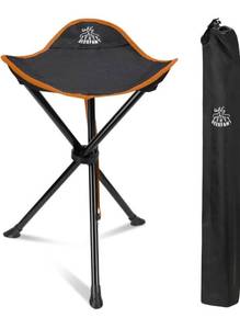 lot 39125 image: DEERFAMY Camping Stool 3 Legged Hold up to 225lbs Portable Tripod Seat with Shoulder Strap Compact Tri-Leg Chair for Backpacking Kayaking Canoeing Hiking Hunting Fishing Outdoor, Orange 1 Pack