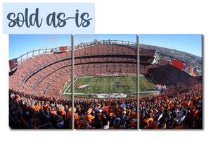 lot 49075 image: TUMOVO 3 Pieces Canvas Denver Wall Art, American Soccer Team Sport Stadium Art Print for Home Wall Decor, Broncos Football Game Posters Gift for Men Boys Room Decor Framed Ready to Hang, 48 Wx24 H