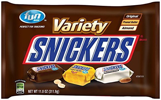 lot 2043 image: Variety Snickers Fun Size Bars Mixed (Big Bag) 10.36 oz.