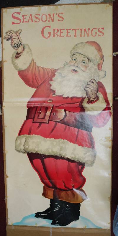 lot 6448 image: Huge OLD Santa Picture - Over 6 Foot TALL - Just in Time for Christmas