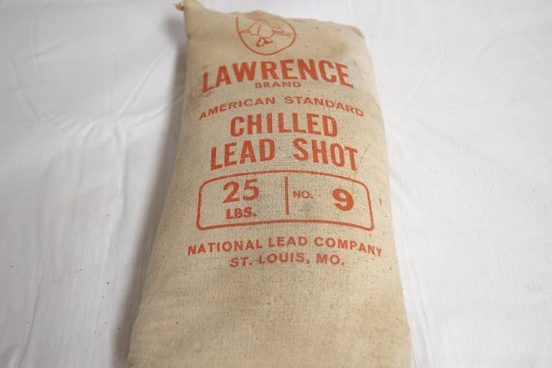 lot 2160 image: 25 Pound Bag of Lawrence Brand Chilled Lead Shot- Bag No. 9- Very Neat
