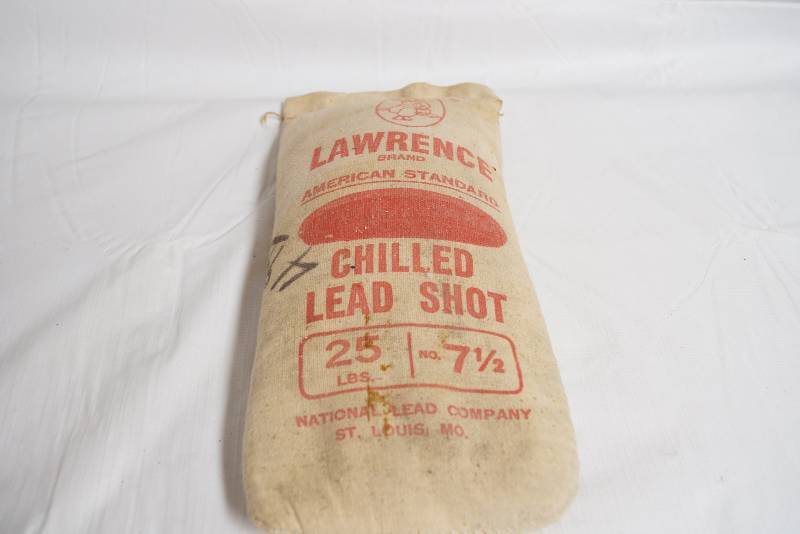 lot 2161 image: 25 Pound Bag of Lawrence Brand Chilled Lead Shot- Bag No. 7.5- Very Neat