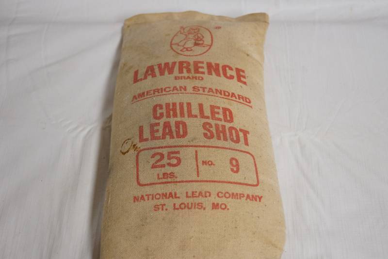 lot 2162 image: 25 Pound Bag of Lawrence Brand Chilled Lead Shot- Bag No. 9- Very Neat
