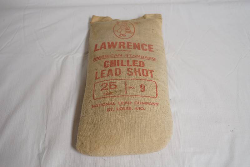 lot 2163 image: 25 Pound Bag of Lawrence Brand Chilled Lead Shot- Bag No. 9- Very Neat