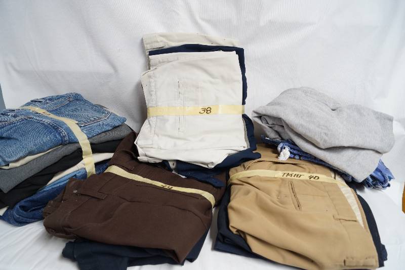 lot 2023 image: Assorted Clothing- Jeans, Pants, and Shoes Sizes 38, 40, 42, and 44