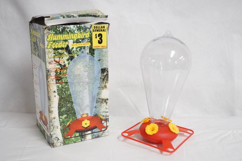 lot 2025 image: Red Floral Hummingbird Feeder- Very Cool