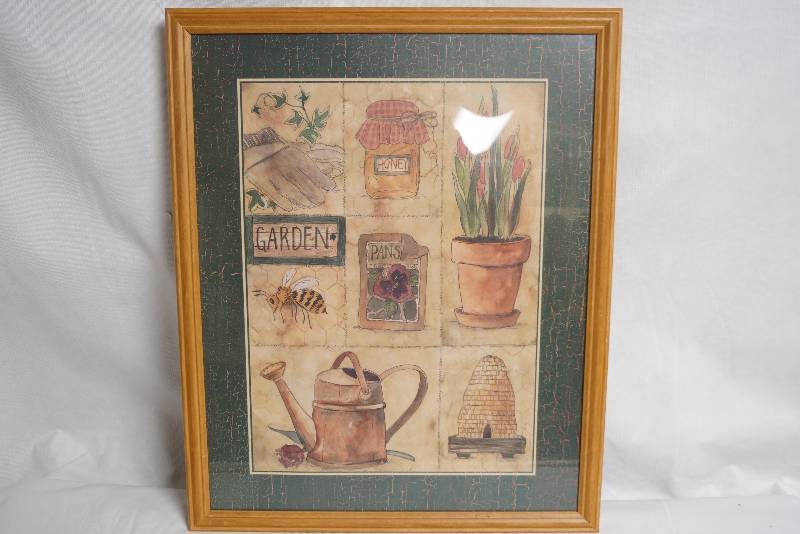 lot 2030 image: Unique Gardening Picture in Wooden Frame- Very Cool