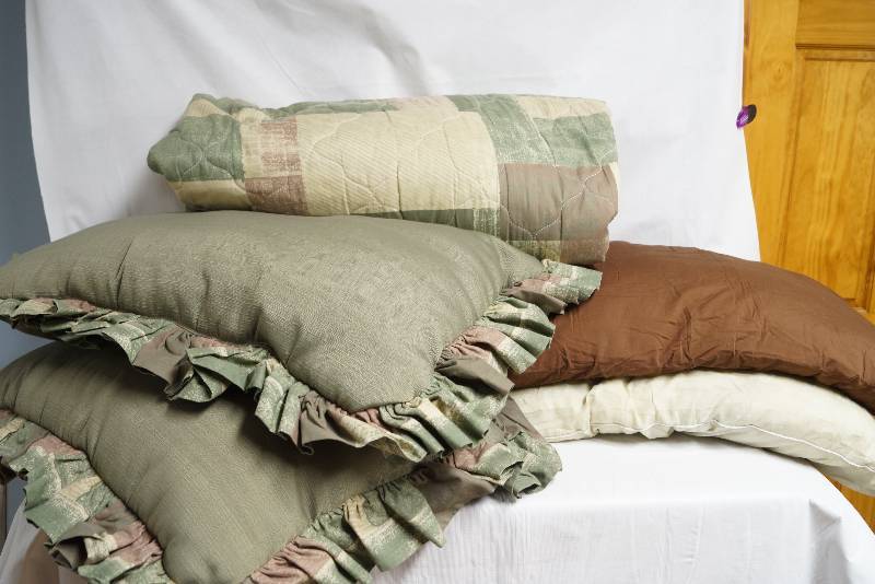 lot 2035 image: Green Bedroom Set- Pillows and Comforter Included