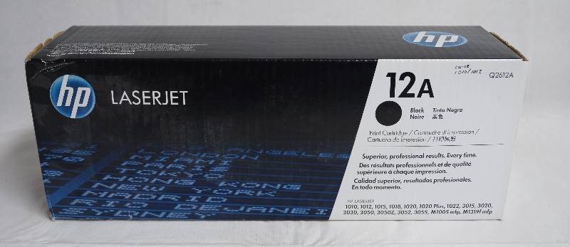 lot 2178 image: HP Laserject Print Cartridge 12A Black Q2612A - for many HP printers see photos for Model#s - NEW IN BOX