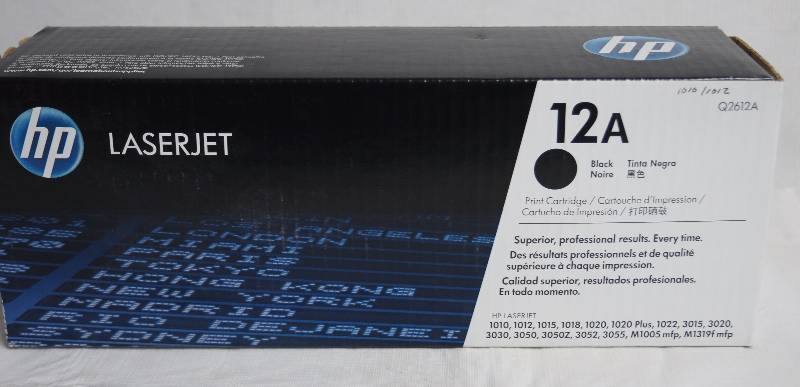 lot 2179 image: HP Laserject Print Cartridge 12A Black Q2612A - for many HP printers see photos for Model#s - NEW IN BOX
