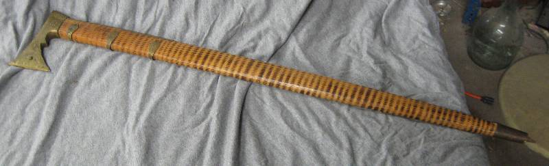 lot 2574 image: Ceremonial Brass Headed Axe  Walking Stick