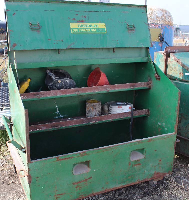 lot 3001 image: Greenlee 689 Storage Box on Casters - 60.5 x 30 x 55 tall - See photos
