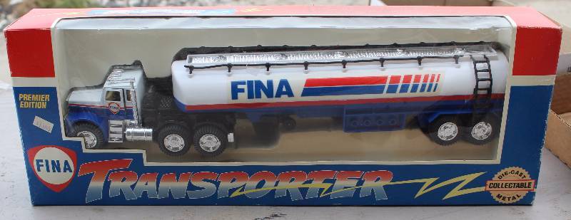 lot 3015 image: Fina Transporter - Die Cast Semi Truck Toy - New in the package Working Doors & Parts WOW