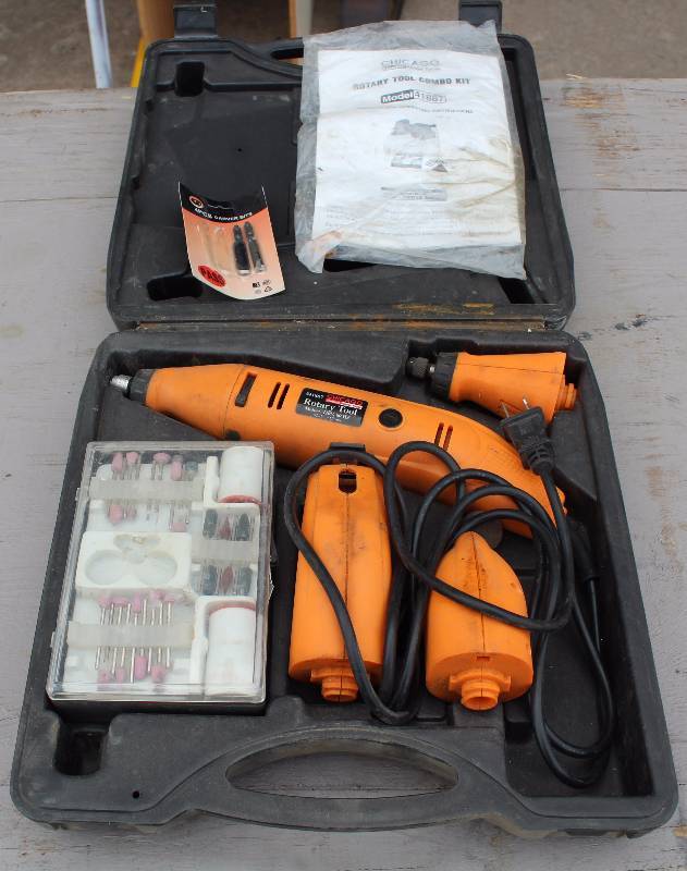 lot 3020 image: Rotary Tool Combo Kit - w case and instruction book - works