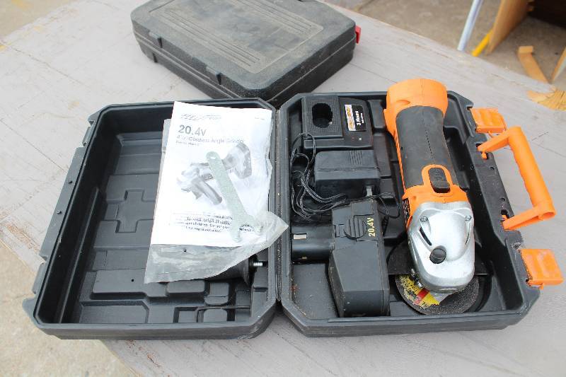 lot 3025 image: Cordless Angle Grinder in case w Batteries and Instructions w case - WORKS