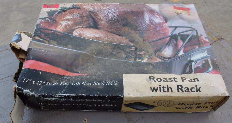 lot 3029 image: Roasting Pan w Non-Stick Rack 17 x 12 In original box (Box is not pretty, but the pan is good)