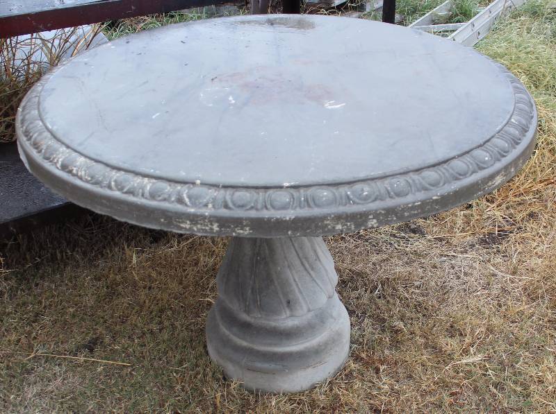 lot 3072 image: 42 Round Concrete Table - 2 Pieces - Very Heavy - WOW