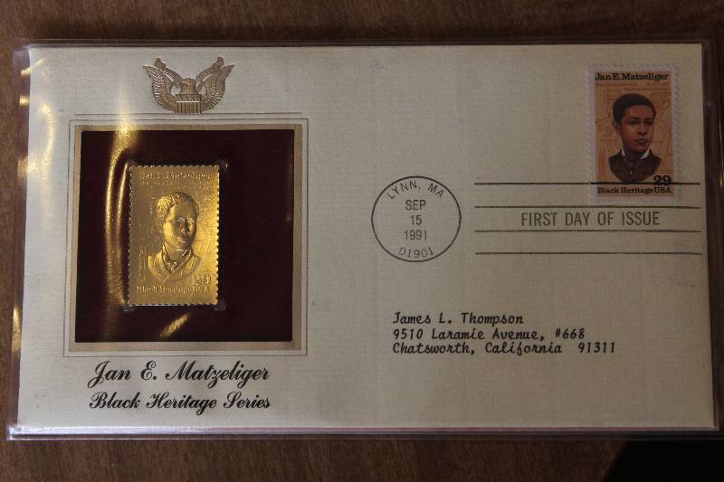 lot 3185 image: First Day Issue Golden Stamp - Jan E. Matzeliger - Black Heritage Series 1991