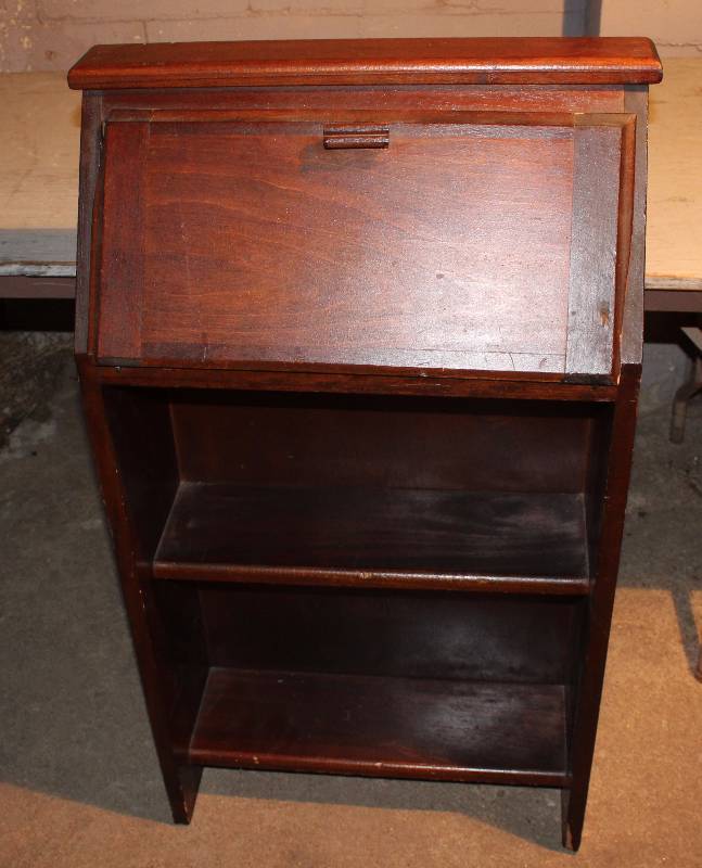 Small Drop Front Desk W Wood Shelves 22 5 X 8 5 X 35 5 Tall