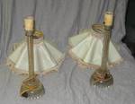 Lot of 2 Old, Unique Lamps w/ Glass Stems (1 shade is damaged. 1 plug is damaged.) see photos