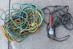 Lot of 3 Electric Extension Cords and 1 Drop Light