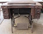 Vintage Treadle Sewing Machine w/ Contents - White - Neat Cabinet - MUST SEE!