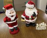 Ceramic Santa and Dancing Santa (needs batteries) & Noel Figurine
