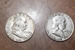Lot of 2 - Franklin Half Dollars Silver 1952-D, 1954