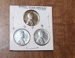 Set of 3 Steel War Pennies - 1943 P-D-S
