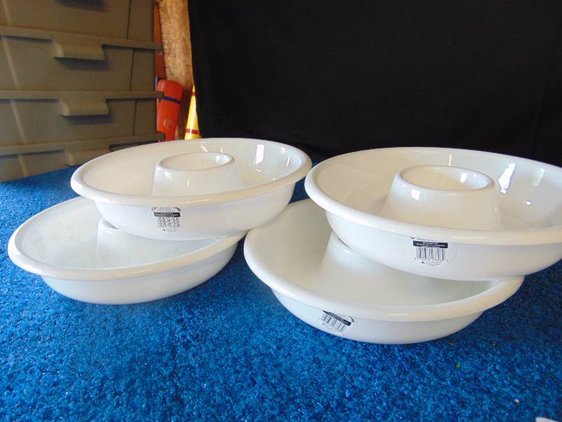 (4) ct. lot White plastic chip & Dip bowls, approx 12