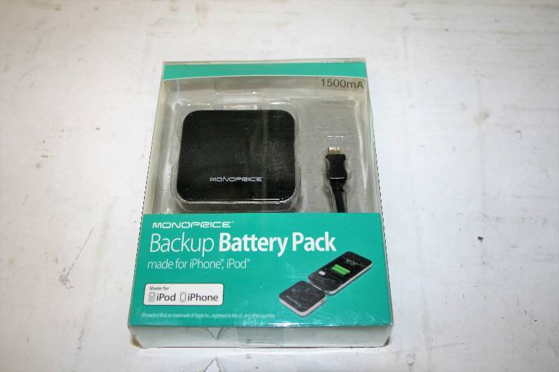 lot 355 image: LOT OF 2 MONOPRICE 1500MA BACKUP BATTERY PACK