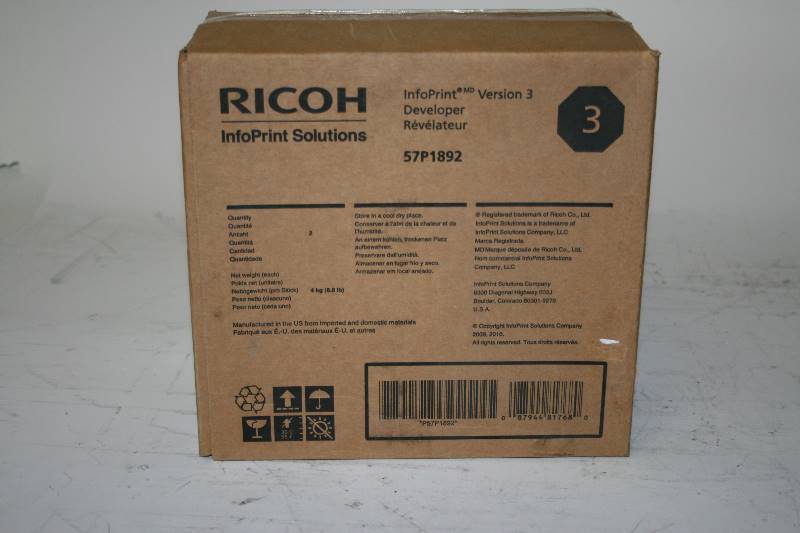 lot 425 image: BRAND NEW RICOH 57P1892 DEVELOPER 2 BOTTLES MODEL PRINT TYPE 3 DEVELOPER