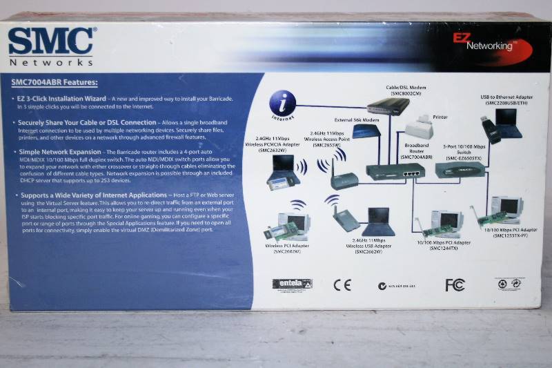 lot 461 image: SMC NETWORKS CABLEDSL BROADBAND ROUTER BUILT IN 4 PORT 10100 Mbps SWITCH