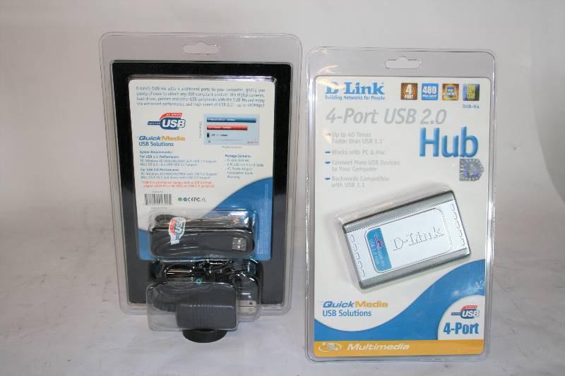 lot 482 image: LOT OF 2 D-LINK 4-PORT USB 2.0 HUB