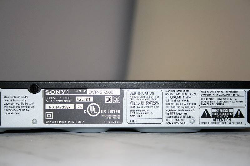 lot 531 image: SONY HDMI CDDVD PLAYER DVP-SR500H