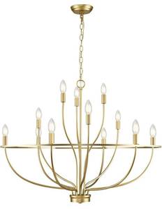 lot 12313 image: $$$ $255 FookChak 12-Light Gold Chandelier Vintage Candle Chandelier Light Fixture Dining Room Chandelier Over Table for Living Room,Kitchen Island,Bedroom,36in, E12 $$$