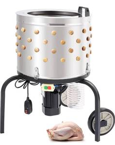 lot 12321 image: $$$ $400 Chicken Plucker Machine, 20 Diameter Stainless Steel Drum, Defeathering Equipment with 108 Soft Fingers, Simple Debris Collection, 500W Motor for Efficient Poultry Plucking $$$