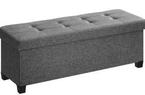 lot 12338 image: SONGMICS Storage Ottoman, Folding Storage Bench, Ottoman with Storage, Storage Ottoman Bench, for Living Room, Bedroom, 15 x 43.3 x 15.7 Inches, Dark Gray ULSF018G01