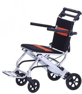 lot 12344 image: $$$ $220 Folding Transport Wheelchair, Ultralight Portable Travel Wheelchairs with Handbrake, Aluminum Alloy Lightweight Wheelchair Trolleys for Elderly and Children $$$